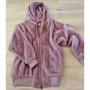 Free People Turn Up Zip Hoodie Lavender Haze Faux Fur Jacket M